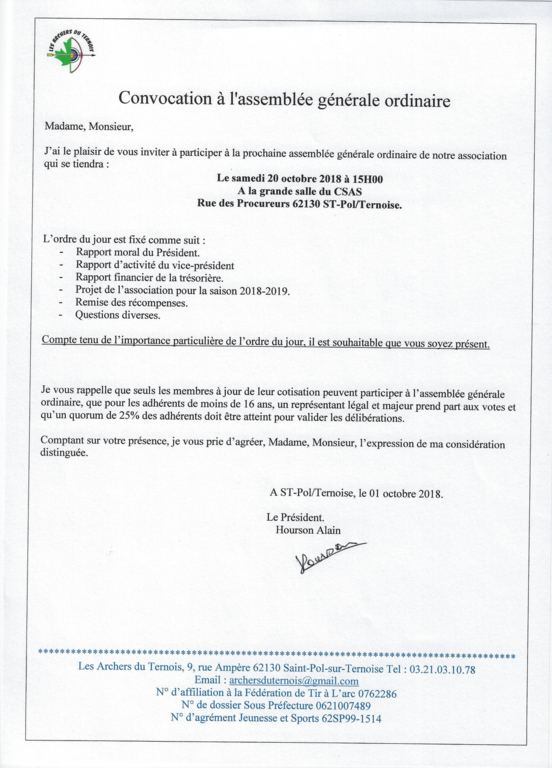 assemblée générale / pas entrainement